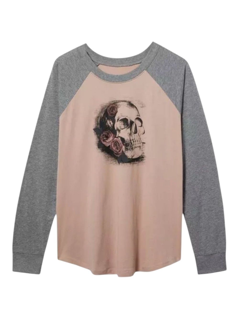 Torrid Skull Floral Cotton Crew Heritage Jersey Long Sleeve Tee Plus Sz 5X